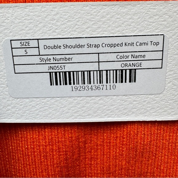 NWT Endless Rose Cropped Top Double Shoulder Strap Knit Cami Orange Ribbed Sz S - Picture 5 of 8